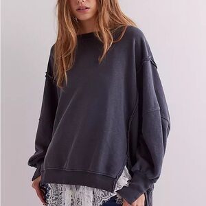 Free People Camden Sweatshirt - Size S - Washed Black color